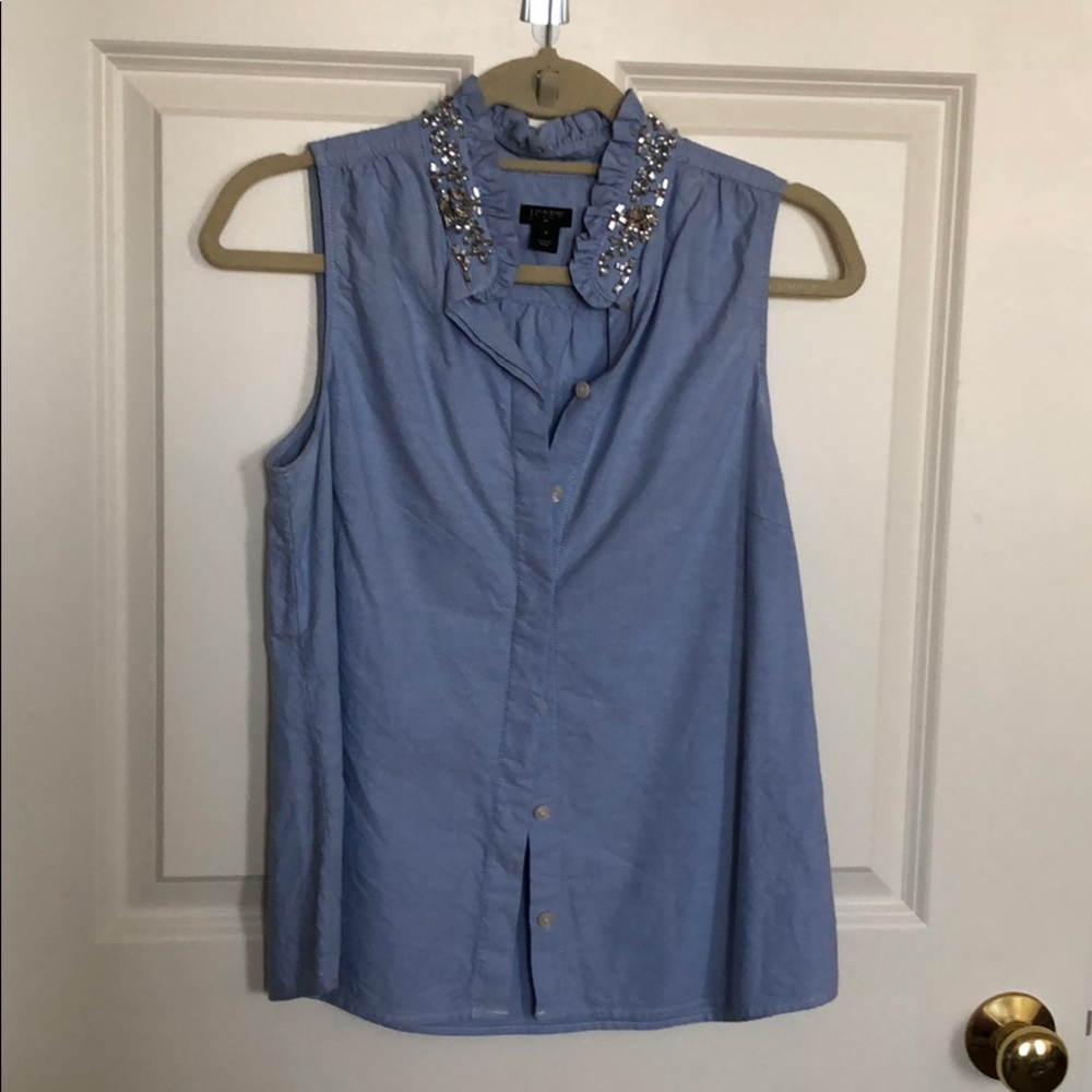 J. Crew Jeweled Chambray Tailored Tank Top